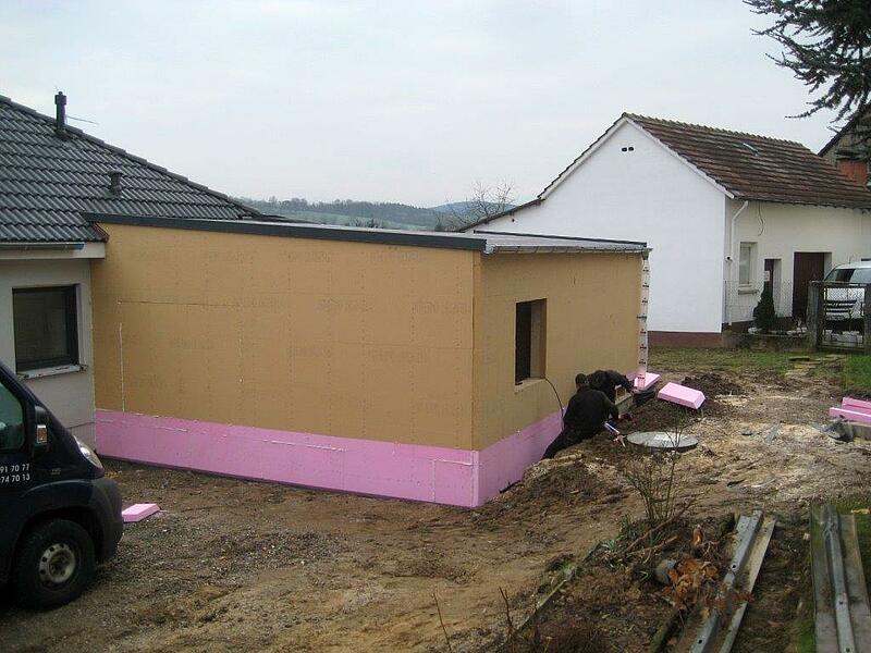 Anbau in Holzrahmenbau inkl. der Perimeterdämmung